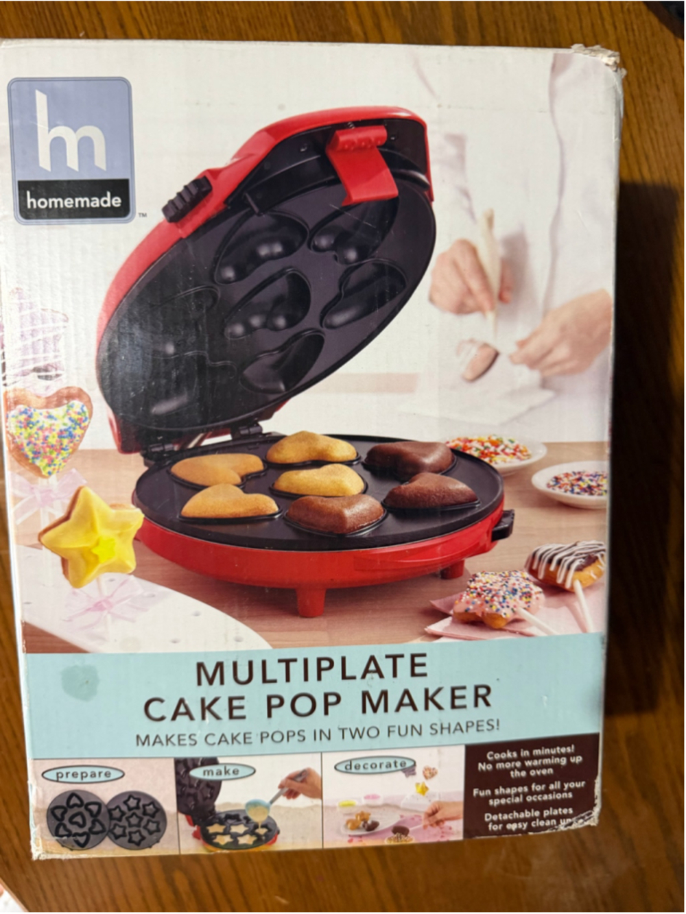 Homemade Multiplate Cake Pop Maker Heart Shapes Red Removable Plates Unused